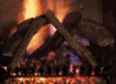 artificial gas log vented fireplace.